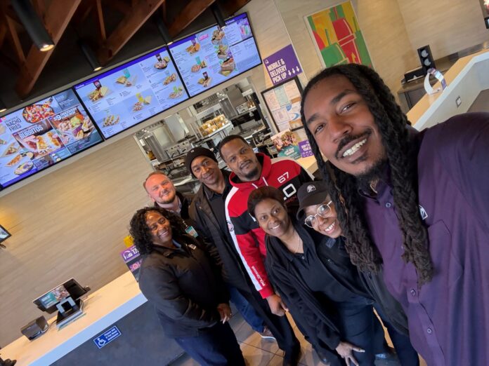 Ethan McNary Taco Bell Ethan McNary at a Taco Bell restaurant with team members